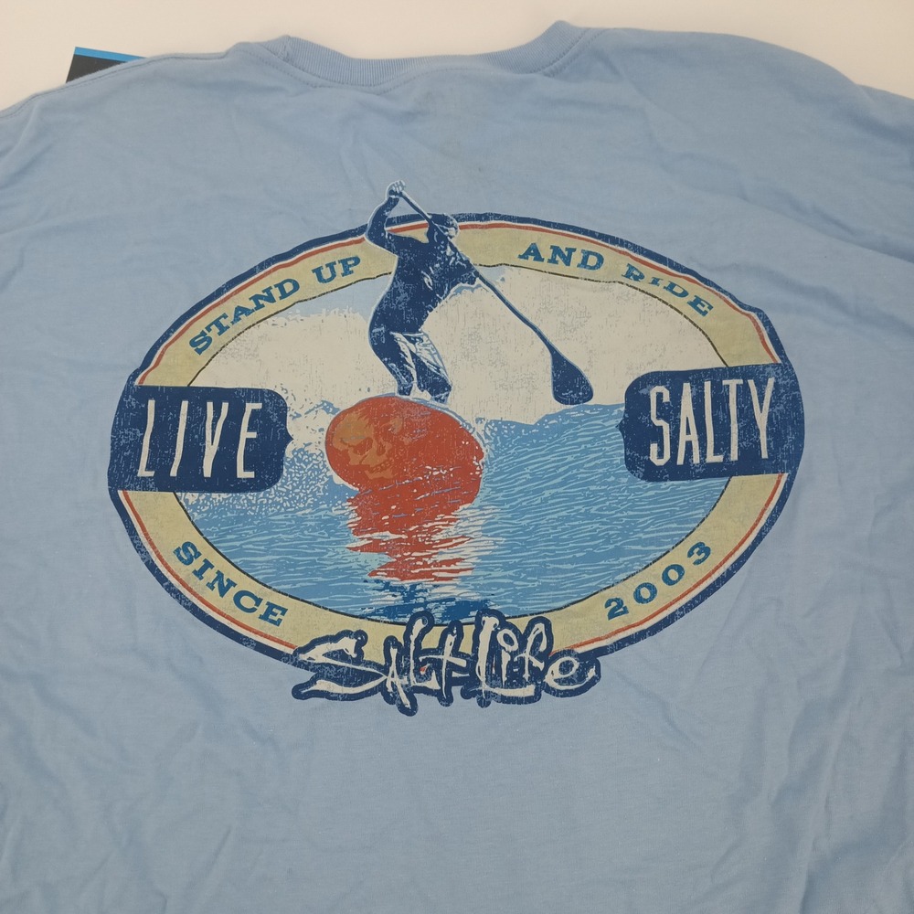 Salt Life Mens Stand Up And Ride Long Sleeve T-Shirt Sky Blue 2XL SLM10881